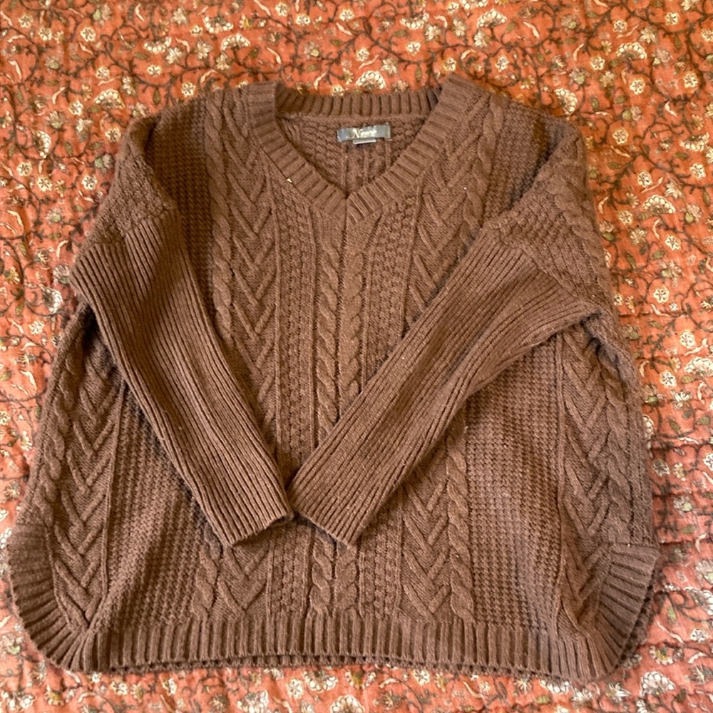 Brown Cable Knit Sweater